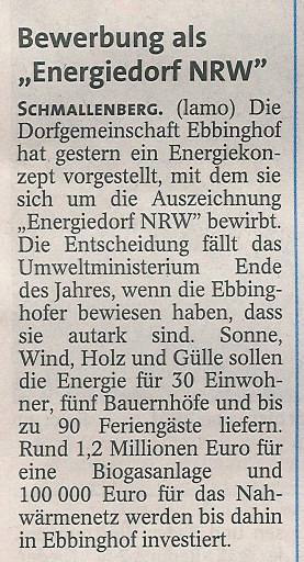 Presseartikel WP - Ebbinghof, Energiedrf NRW